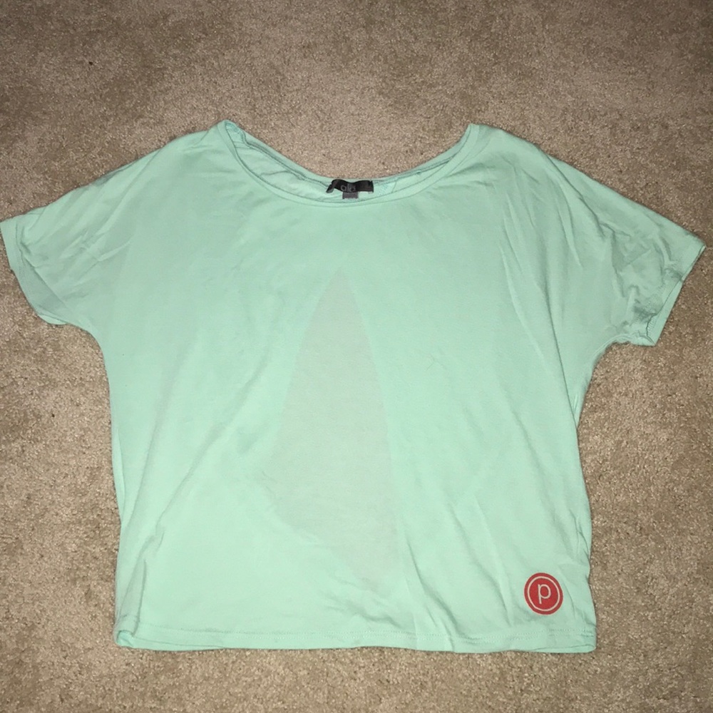 Mint green open back Pure Barre layering T-shirt